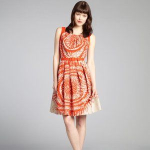 Eva Franco Size 6 Sylvie Belted Red Tie Dye Dress